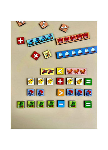 Дерев'яний пазл-сортер "Математичні сходи: Транспорт" (ПСФ078) PSF078 Ubumblebees (367968782)