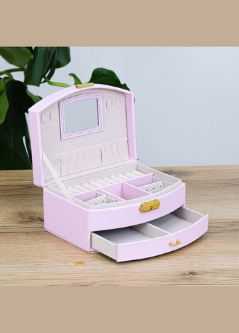 Шкатулка для украшений двухслойная с зеркалом, экокожа розовая см. (JZ-007-1) Гранд Презент (322196128)