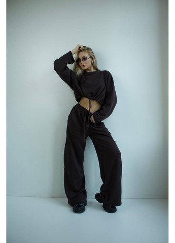 Женский костюм джоггеры+худи черного цвета 35172 No Brand (363132917)