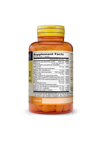 Вітаміни та мінерали Stress B-Complex With Antioxidants + Zinc, 60 таблеток Mason Natural (293340355)