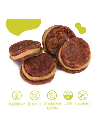 Сушені ласощі для собак Вишуканий вʼялений біфштекс з індички та качки під ківі соусом 100 г Mavsy (353515450)