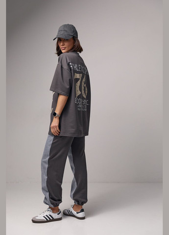 Жіночий костюм-двійка з футболкою та джоггерами Lurex (282953570)