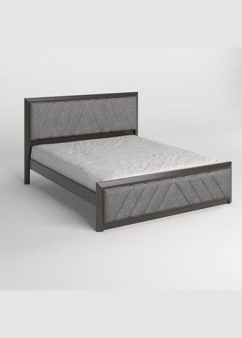 Двоспальне дерев'яне ліжко Барселона Б2 (RAL9011)/Аляска 93 (Сірий) 180х200 см (MBG-13583) Mebigrand (368282636)