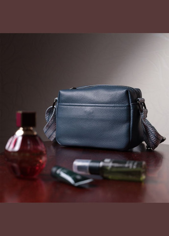 Сумка через плече на одне відділення шкіряна жіноча 22605 Синя Vintage (302009074)