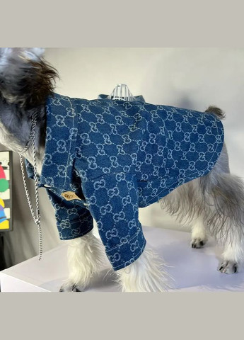 Джинсовая рубашка для собак на кнопках брендовая GUCCI синего цвета размер XXL No Brand (306850537)