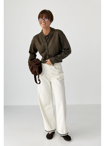 Теплий в'язаний кардиган - темно-коричневий колір Lurex (364967895)