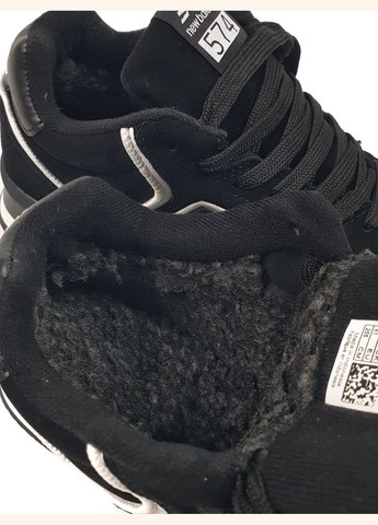 Черные зимние кроссовки зимние мужские и женские new balance 574 winter high black white fur | нью беланс 574 высокие черные белые с мехом No Brand