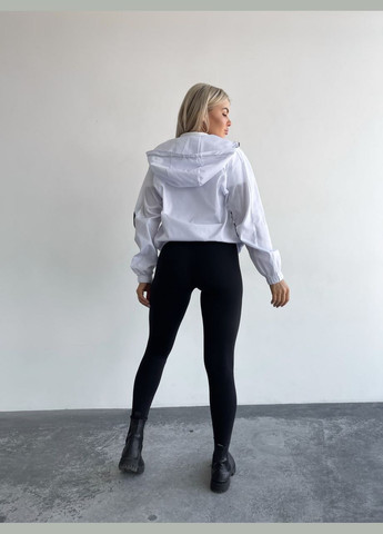 Белая демисезонная стильная бело-черная куртка из качественной матовой плащёвки канада с карманами и двойным капюшоном, универсальная лёгкая куртка No Brand 899-2