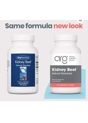 Kidney Beef Natural Glandular / Підтримка нирок, 100 кап Allergy Research Group (400532661)