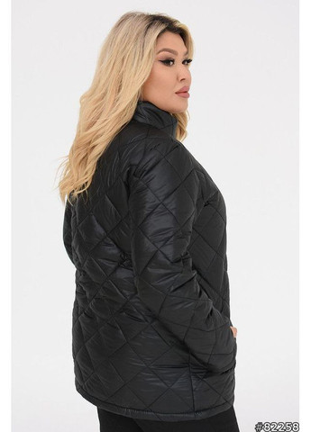 Чорна демісезонна куртка без капюшона стьобана плащівка лаке,синтепон 150 Україна