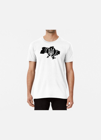 Белая мужская патриотическая футболка с принтом карта штамп украина Stedman