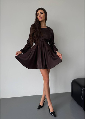 Коричневое шелковое платье мини Fashion