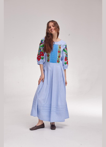 Жіноча вишита сукня "Орися" блакитна MEREZHKA (288605901)