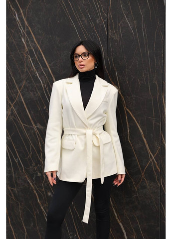 Молочное демисезонное Женский пиджак-пальто однобортное Avanti