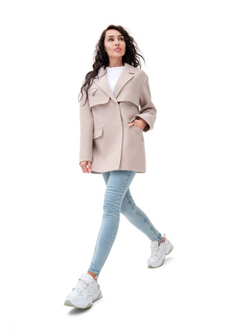 Бежеве демісезонне Коротке кашемірове пальто «Соло» бежеве (кашемір) Emass