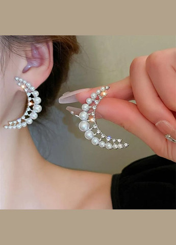 Сережки "місяць" з перлинками, сережки з місяцем, сережки з перлинками, сережки з перлинами Fashion Jewelry (337718665)