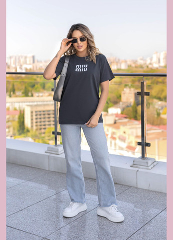 Женская футболка оверсайз с принтом Fashion Girl MIU - (338537293)