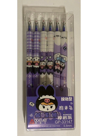 Ручка пиши-стирай автоматическая гелевая 0,5мм в наборе 6 штук для девочки 33147 No Brand (290187244)