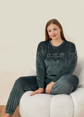 Зеленая пижама велюровая лонгслив + брюки BOYRAZ