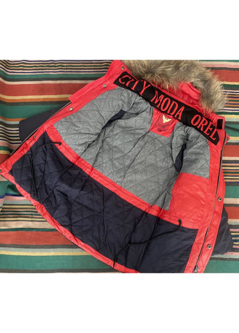 Синя зимня зимова подовжена куртка пальто на хлопчика з капюшоном 104-128 холофайбер No Brand