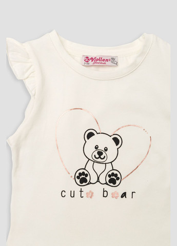 Молочная летняя футболка с коротким рукавом для девочки цвет молочный цб-00246031 Viollen