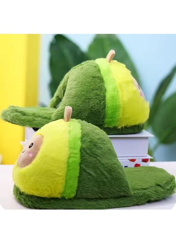 Зеленые тапочки домашние мягкие авокадо домашние kawaii No Brand