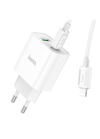Мережевий зарядний пристрій PD20W+QC3.0 charger set(C to iP) White Hoco C80A Plus Rapido (368698068)