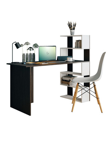 Стол компьютерный, стол письменный с полками ST-0015 от Венге темный/Белый MORELI (335423248)