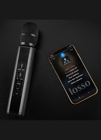 Караоке микрофон K6 Premium черный со стерео звуком Losso (327041705)