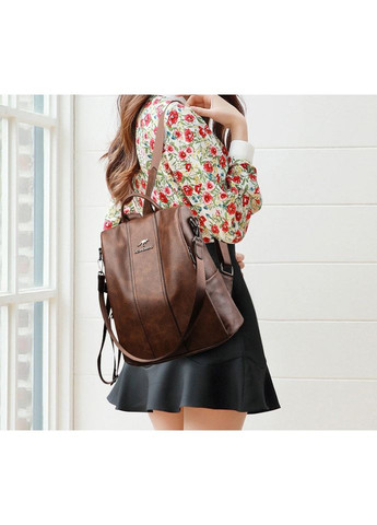 Жіночий міський рюкзак сумка кенгуру коричневий невеликий трансформер для прогулянок та шопінгу ProDobro (363260147)