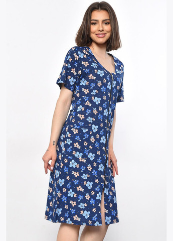 Халат жіночий батальний з принтом темно-синього кольору Let's Shop (293337704)
