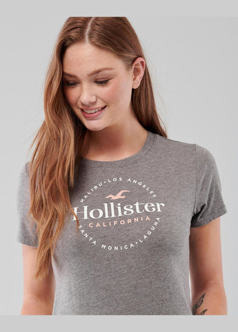 Серая летняя серая футболка - женская футболка hc7584w Hollister