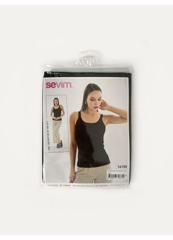 Майка жіноча бавовняна рубчик чорна Sevim — 371908786