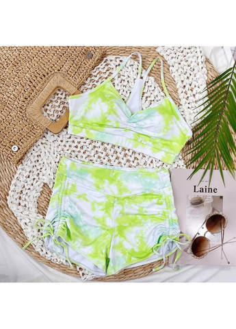 Салатовый летний раздельный купальник из высокоскоростного эластана с вкладками. раздельный купальник с шортами и топом розовый, l China