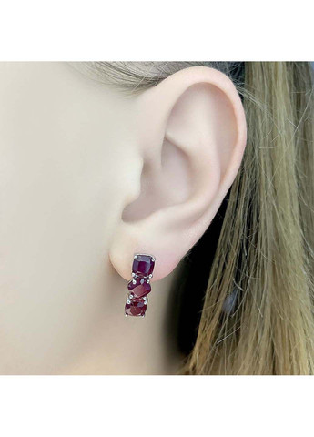 Срібні сережки з натуральним рубіном 2.45ct (2068549) Silver Breeze (317354910)