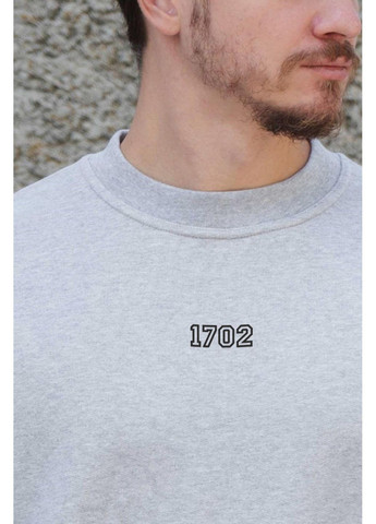 Серый мужской утепленный оверсайз свитшот на флисе с принтом bmw Without однотонный без декора (361267548)