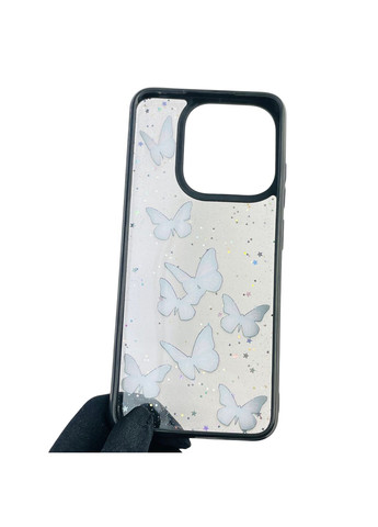 Чехол для Redmi 11A с блёстками с бабочками на сяоми редми 11а черный Xiaomi (366386187)