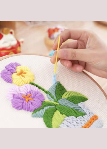 Набір для вишивання з п’яльцями — білі квіти у вазі No Brand (364502641)