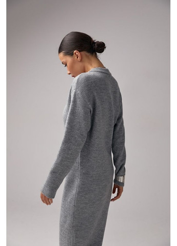 Серое повседневный женское платье из шерстяной пряжи (2792) Triko Bakh