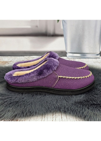 Фиолетовые тапочки сабо женские теплые домашние фиолетовые без задника Dago Style