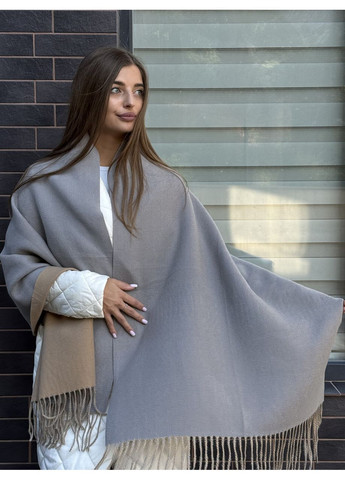 Шарф кашеміровий палантин жіночий теплий двоколірний бежево-сірий No Brand (369934654)