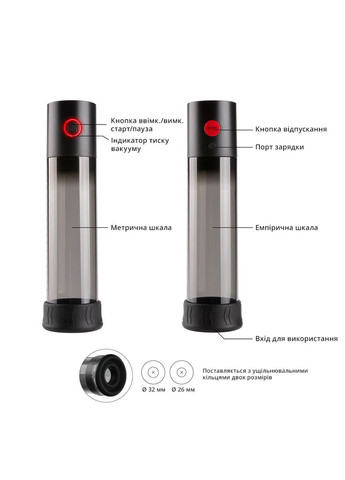 Автоматический вакуумный насос MACHO WORK 1, 2 кольца 26 мм и 36 мм, LED-индикатор, до 20 см Otouch (335387515)