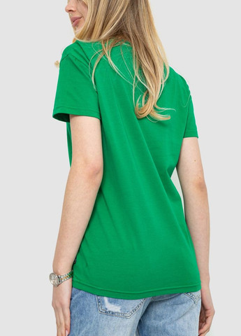 Зеленая летняя футболка женская однотонная, цвет черный, Ager