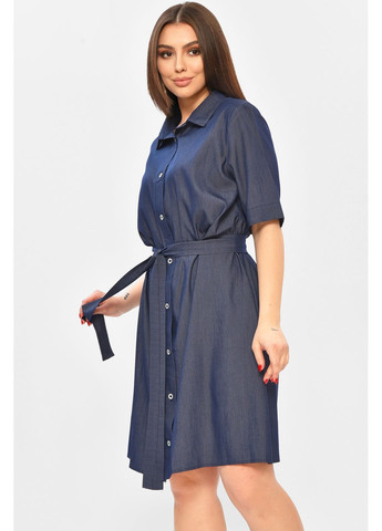 Темно-синя повсякденний сукня жіноча однотонна темно-синього кольору з баскою Let's Shop однотонна