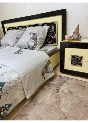Постельное белье новогоднее Двуспальное Пакистанская байка 180 x 220 см 4700 Серое 70 х 70 см No Brand (362202579)