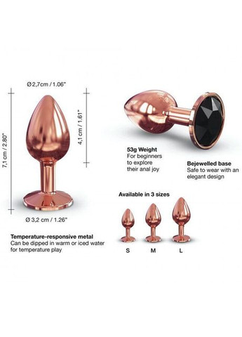 Металева анальна пробка із прикрасою у вигляді кристалу Dorcel - Diamond Plug Rose Gold S No Brand (366877249)