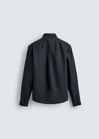 Темно-синяя рубашка однотонная Zara