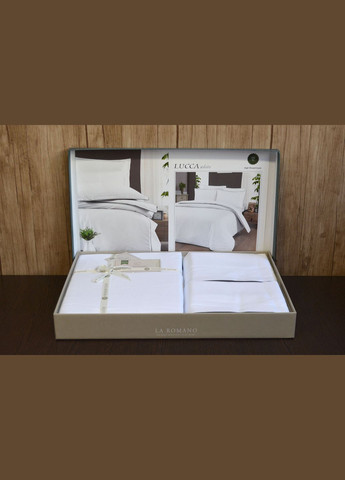 Постельное белье Premium Satin 160×220 см семейное Lucca White La Romano (342330432)