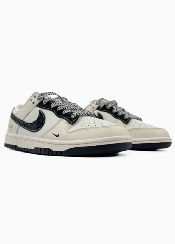 Бежевые демисезонные кроссовки мужские и женские nike sb dunk beige black | найк сб данк низкие бежевые черные No Brand