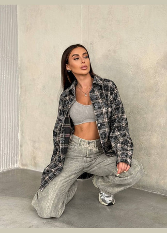 Черная повседневный рубашка в клетку No Brand